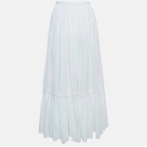 Polo by Ralph Lauren White Tiered Maxi Skirt with Embroidered Trim